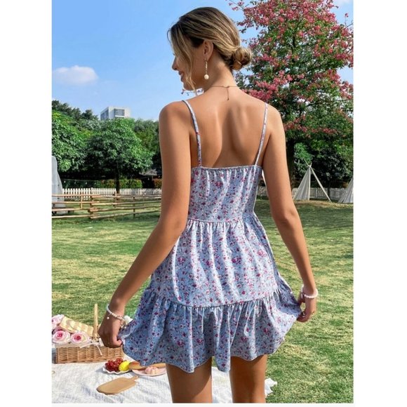 Floral Print Ruffle Hem Cami Dress - Picture 2 of 6